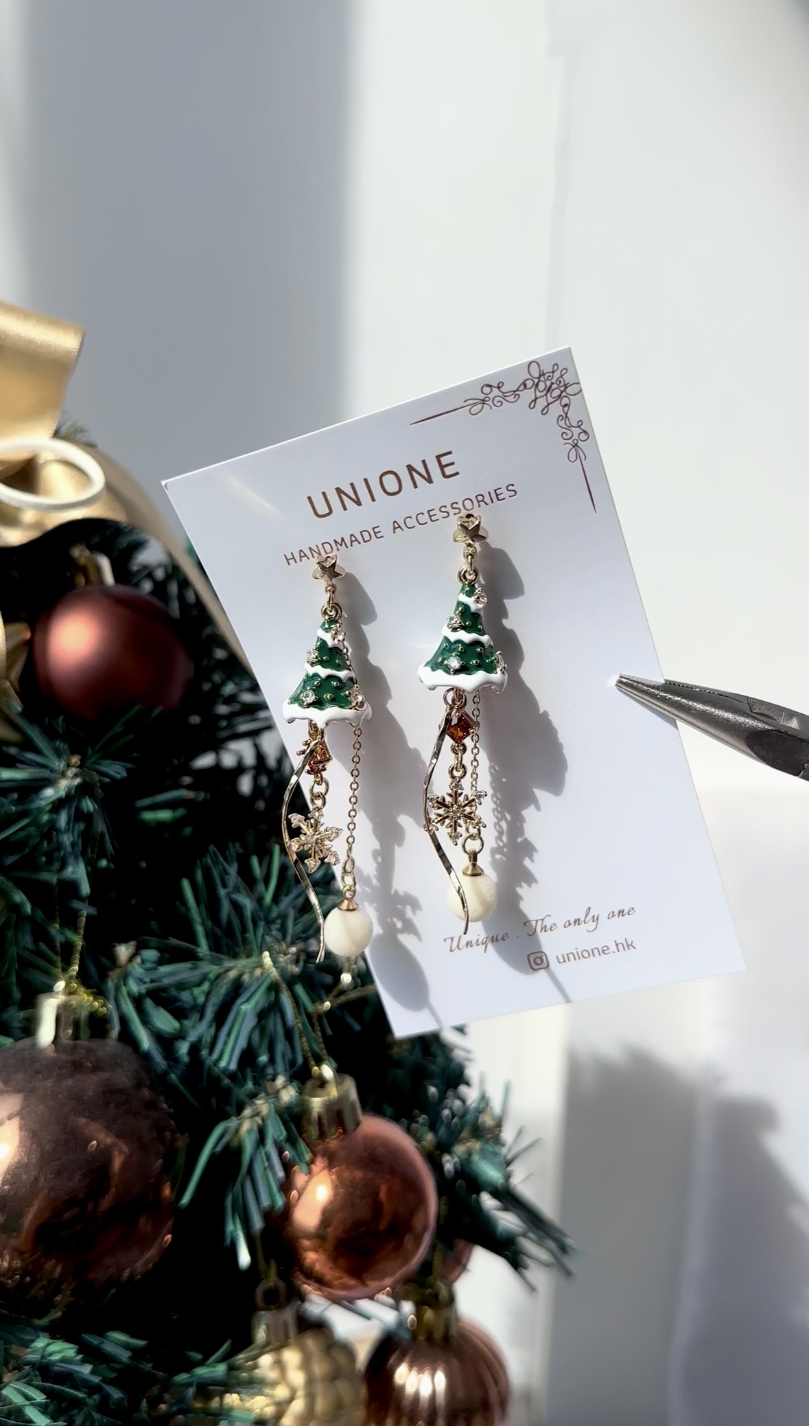 白雪聖誕樹耳環🎄