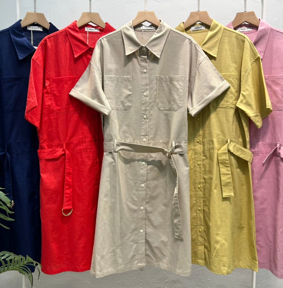 H9382 Collar Dress With Belt