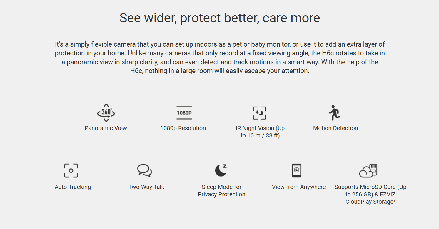 EZVIZ 2K 3MP Pan & Tilt Smart Home Camera (H6c / R200-3MP)