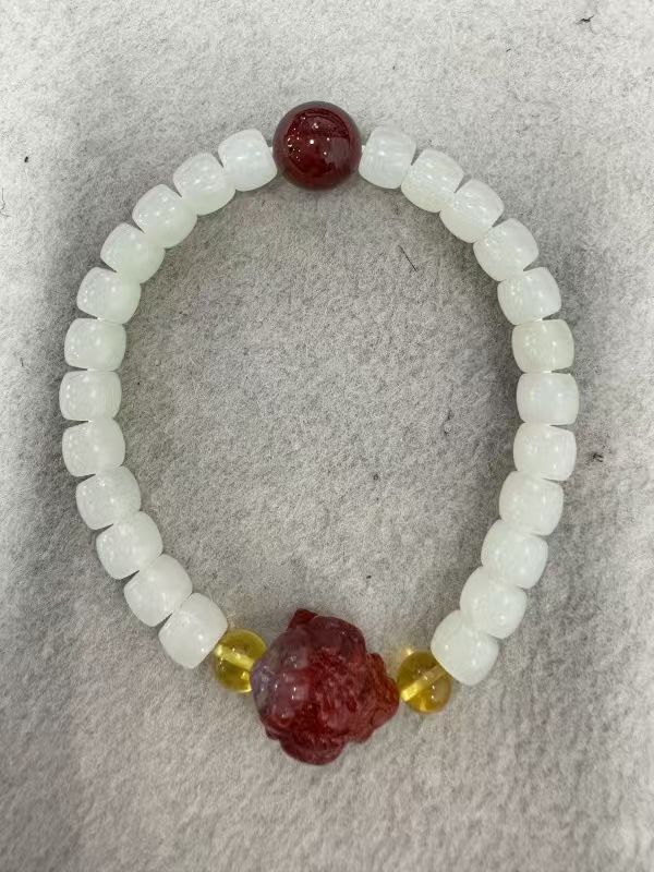 ZA0308  EE1249  紫雲赤焰金蟾和田玉手串