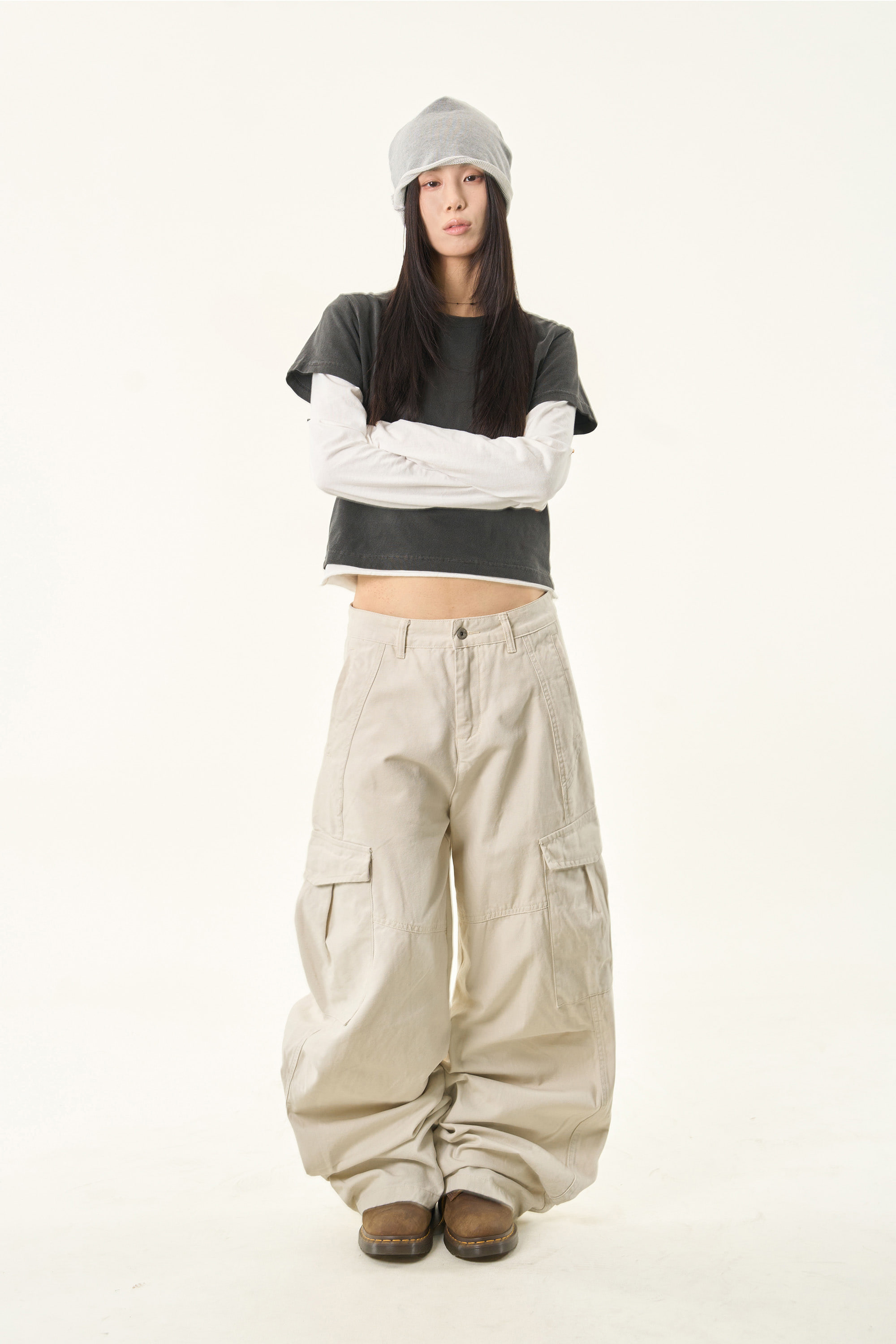 Cotton Wide-Leg Cargo Pants