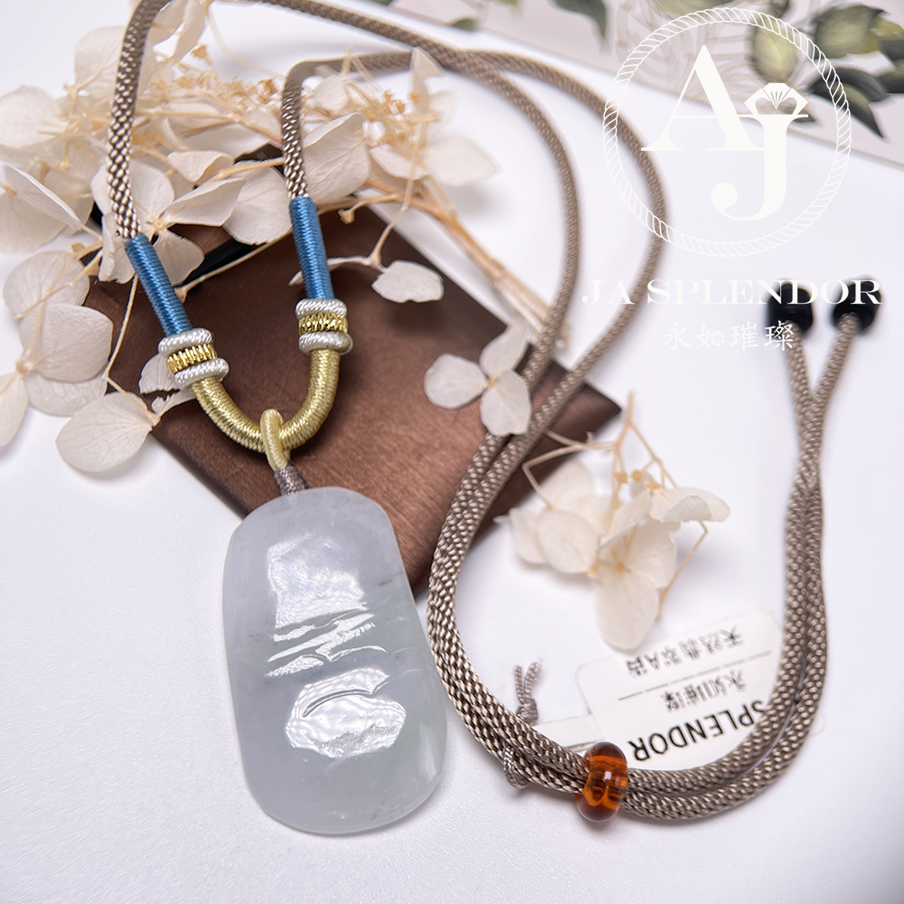 JNS-269 天然翡翠A玉  墨翠雲烟平安無事牌吊墜