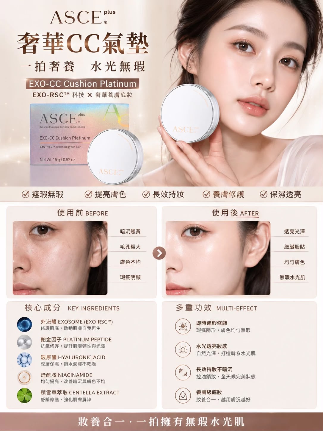 ✨🌹【ASCE Plus Platinum EXO-CC 鉑金外泌體氣墊】🌹✨