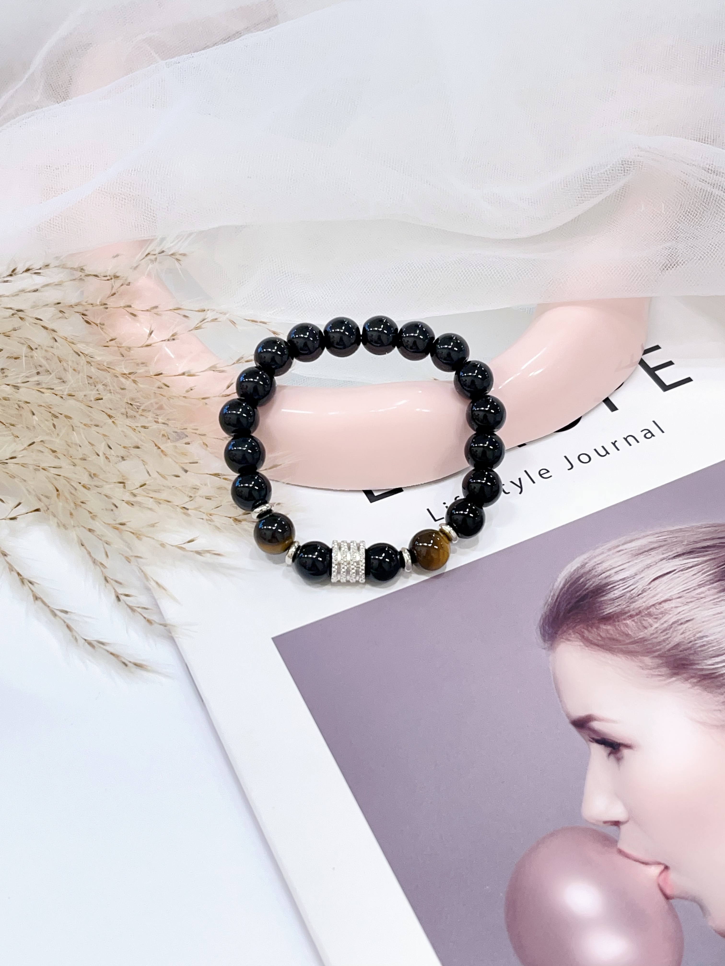 🖤 黑曜石 × 黄虎眼手串 Obsidian & Tiger Eye | 10mm