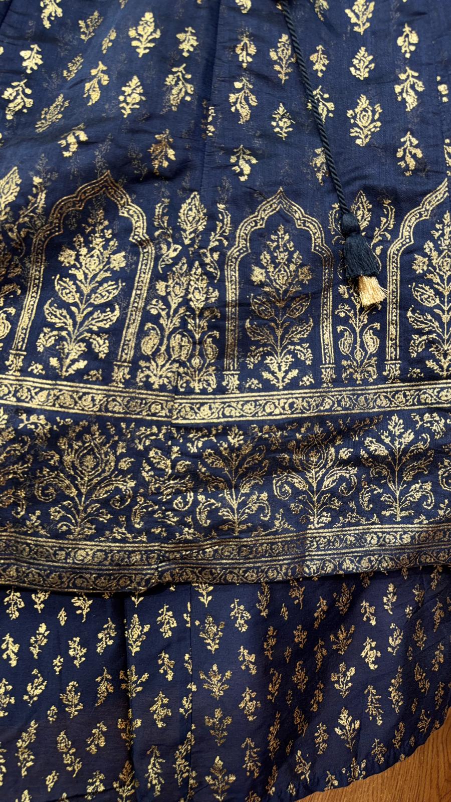 3579 Navy Blue Golden Stampling See-Through 2 Layer OP 50"