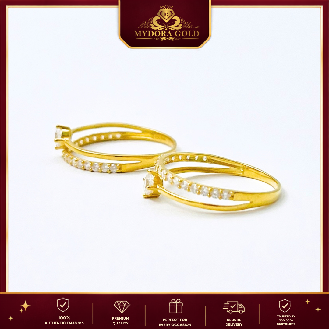 MYDORA Cincin Batu CZ Solitaire Minimalist l EMAS 916/22K