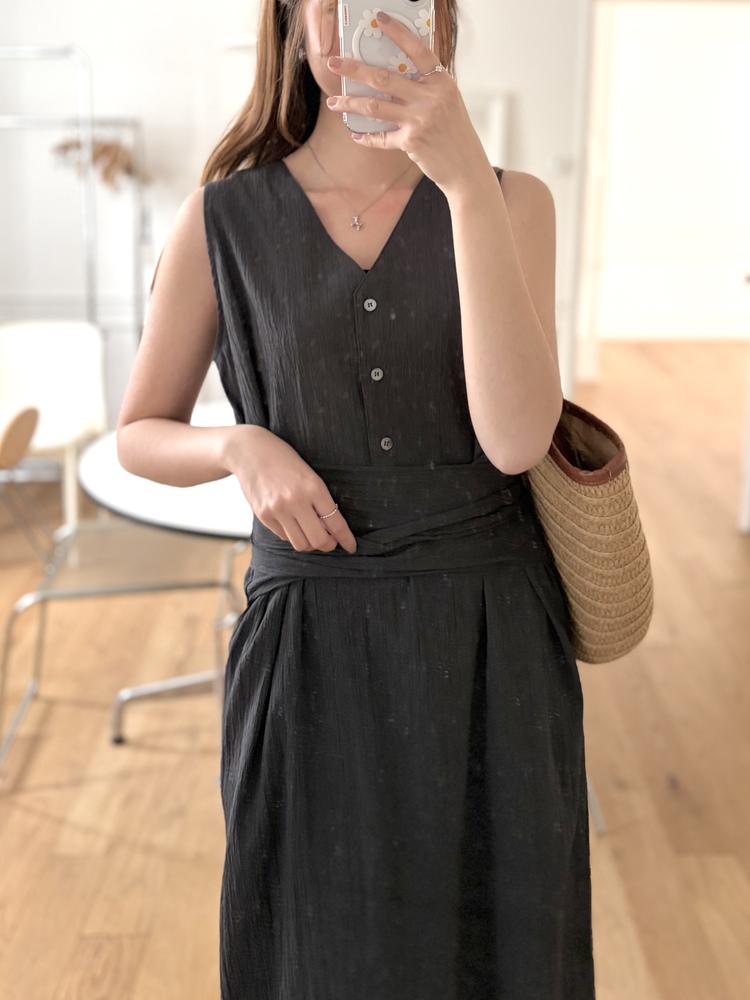 Arya Two-Way Textured Dress (Charcoal)