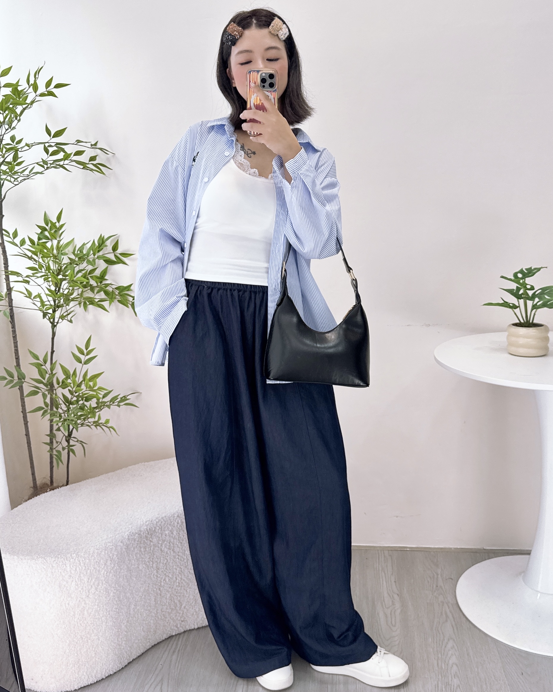 垂感冰絲斜布彎刀褲 3色