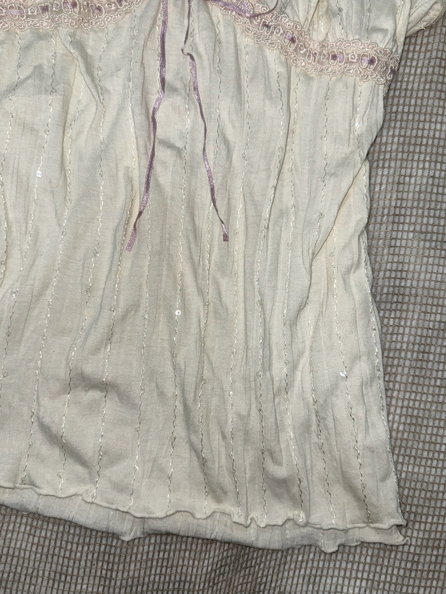 Cream Lace Trim Camisole with Ribbon Detail