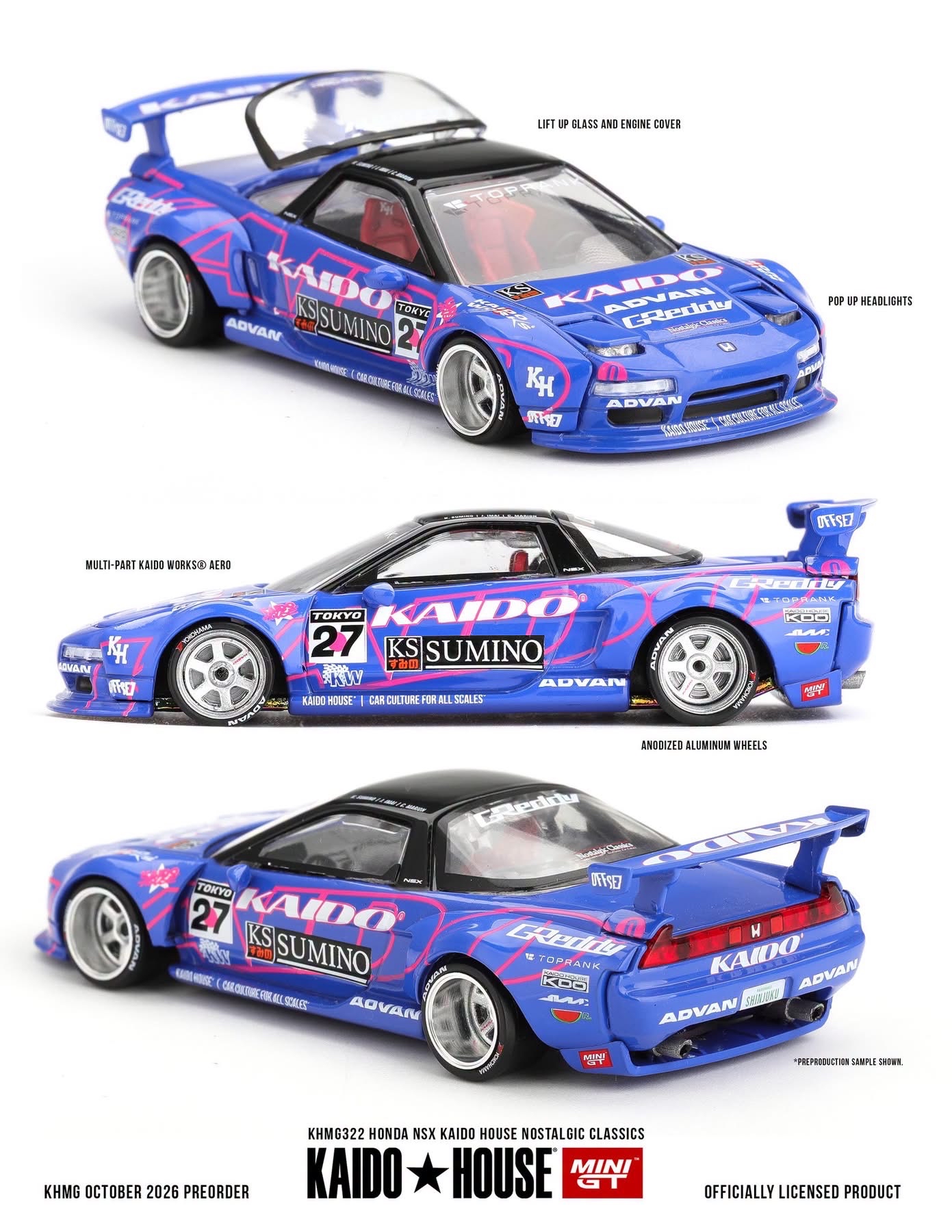（預訂 Pre Order) KAIDO HOUSE x MINI GT  ( KHMG322 ) Honda NSX Kaido House Nostalgic Classics