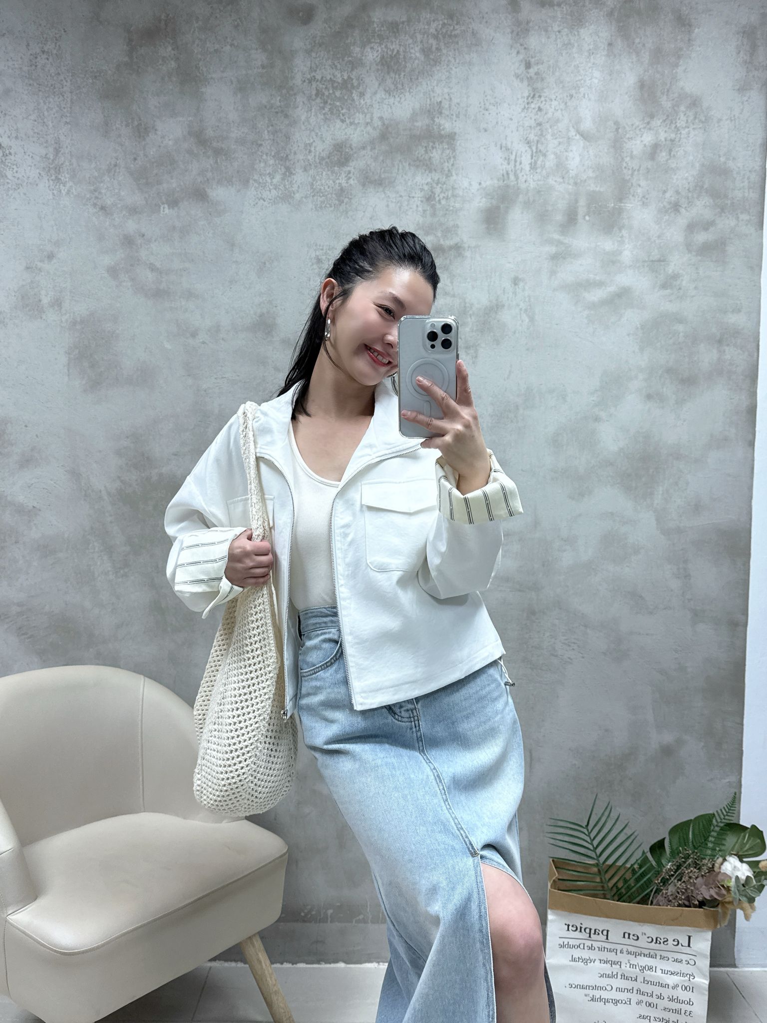 條子䄂束腰恤衫棉外套