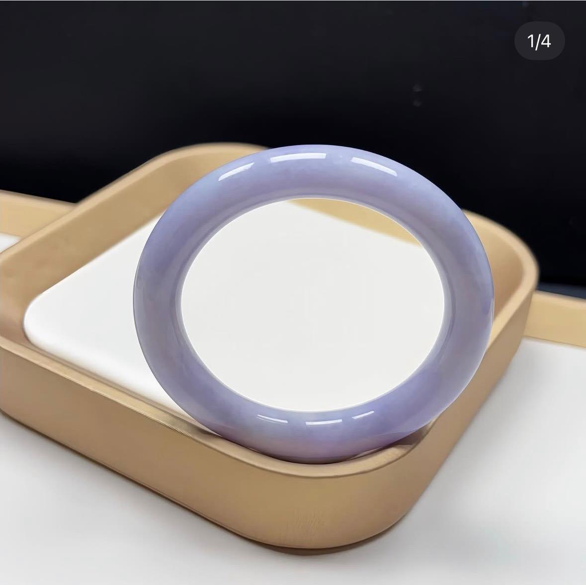 53.6mm 滿紫灑金翡翠圓鐲（附送香港鑑定證書）