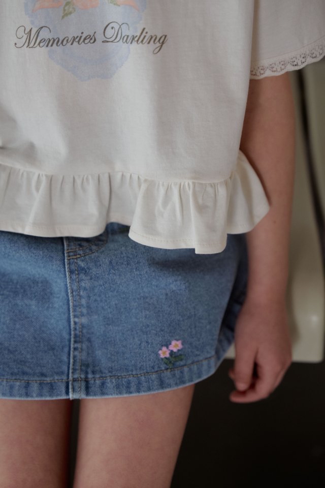Momoann | Flower denim shorts(size 7(100-105)