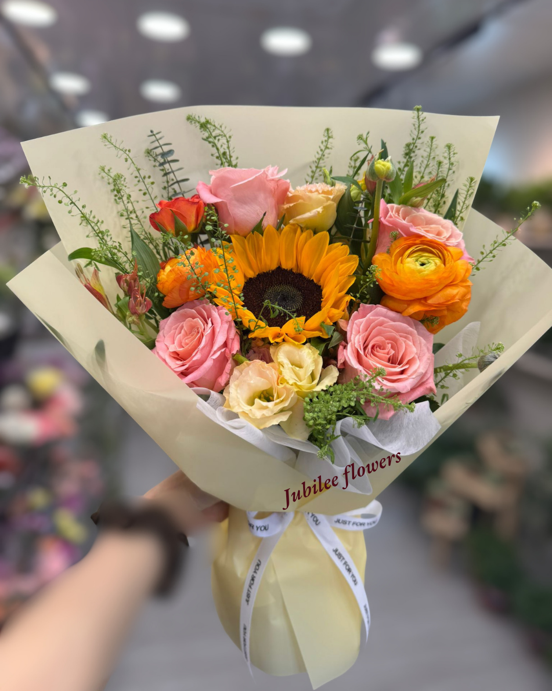 🌻 向日葵 玫瑰 洋桔梗 花束