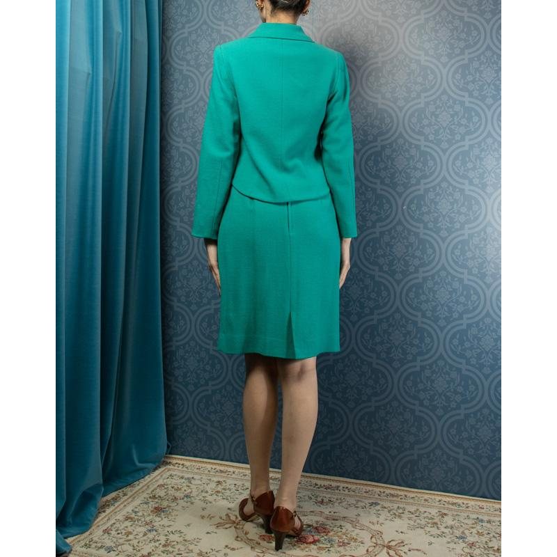 Vintage 1980s Turquoise Jackie O Suit/Twin Set (FG028)