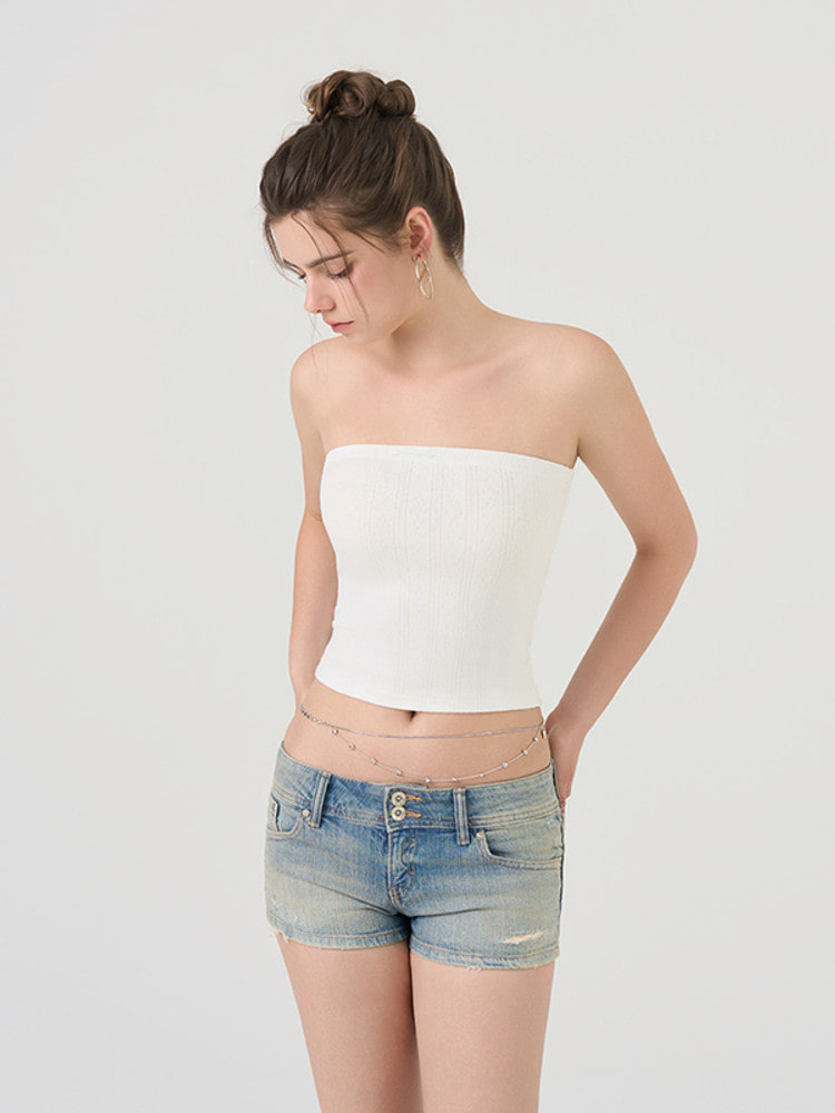 預購_Eyelet Tube Top by Grandeline