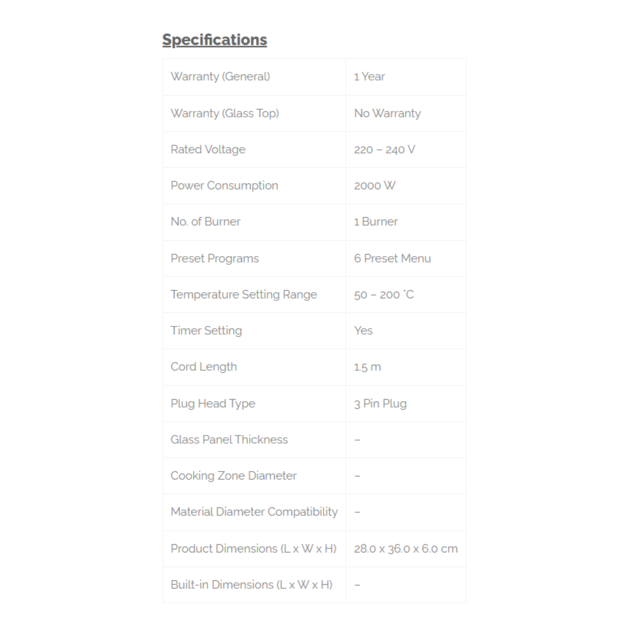 Phison 2000W Infrared Cooker PIC-209