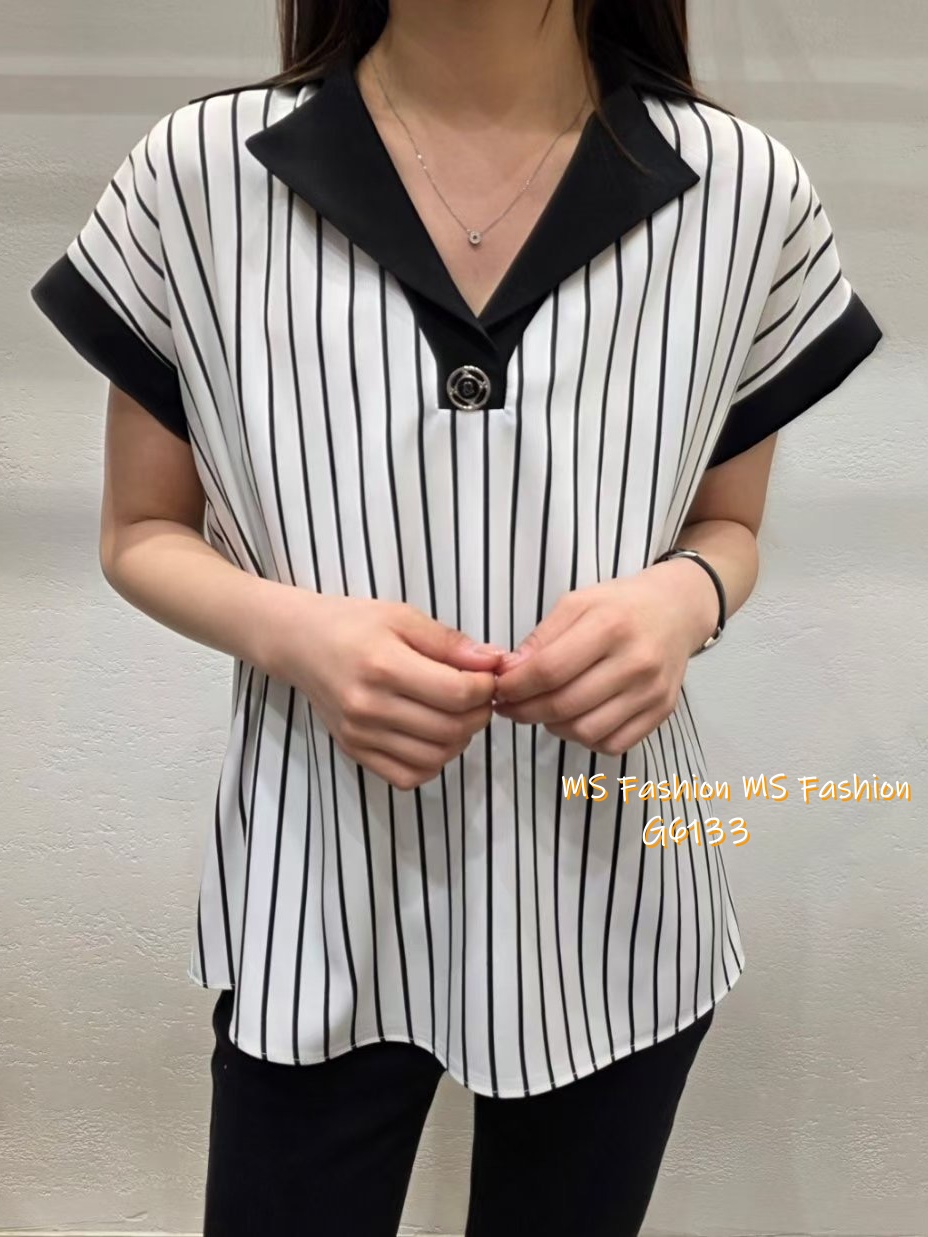 G6133 韓國🇰🇷靚料條子拼邊top