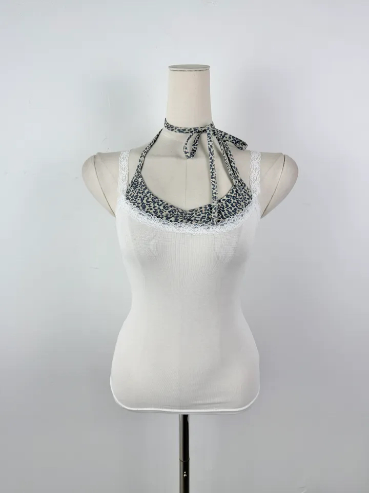 Leopard Patchwork Halter Cami Top