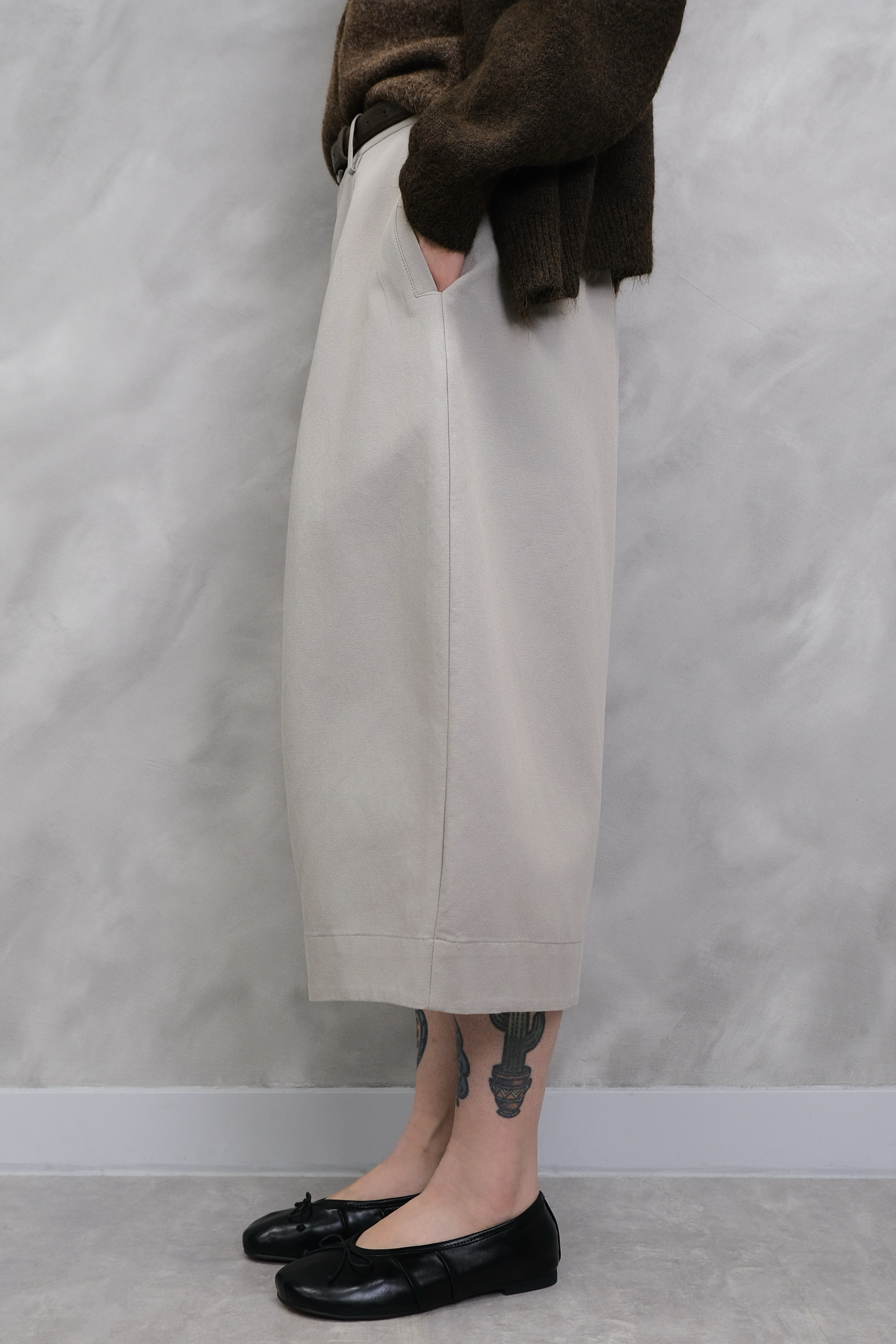 Soft Beige Drape Wide Pants (with belt) #pt87