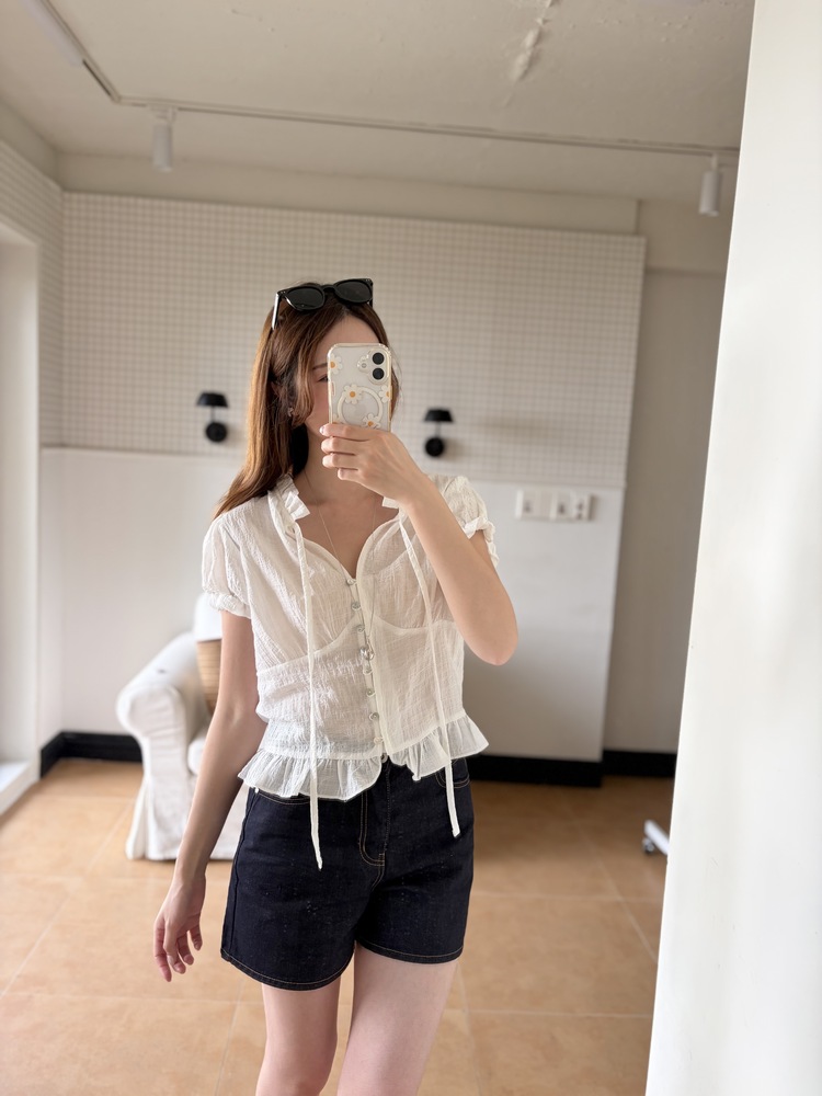 Lucie Ruffle Blouse (White)