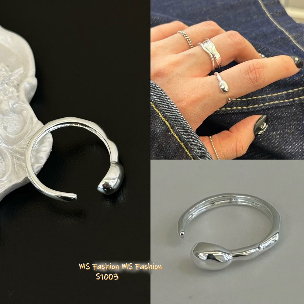 S1003 韓國🇰🇷S925純銀銀豆前開口戒指