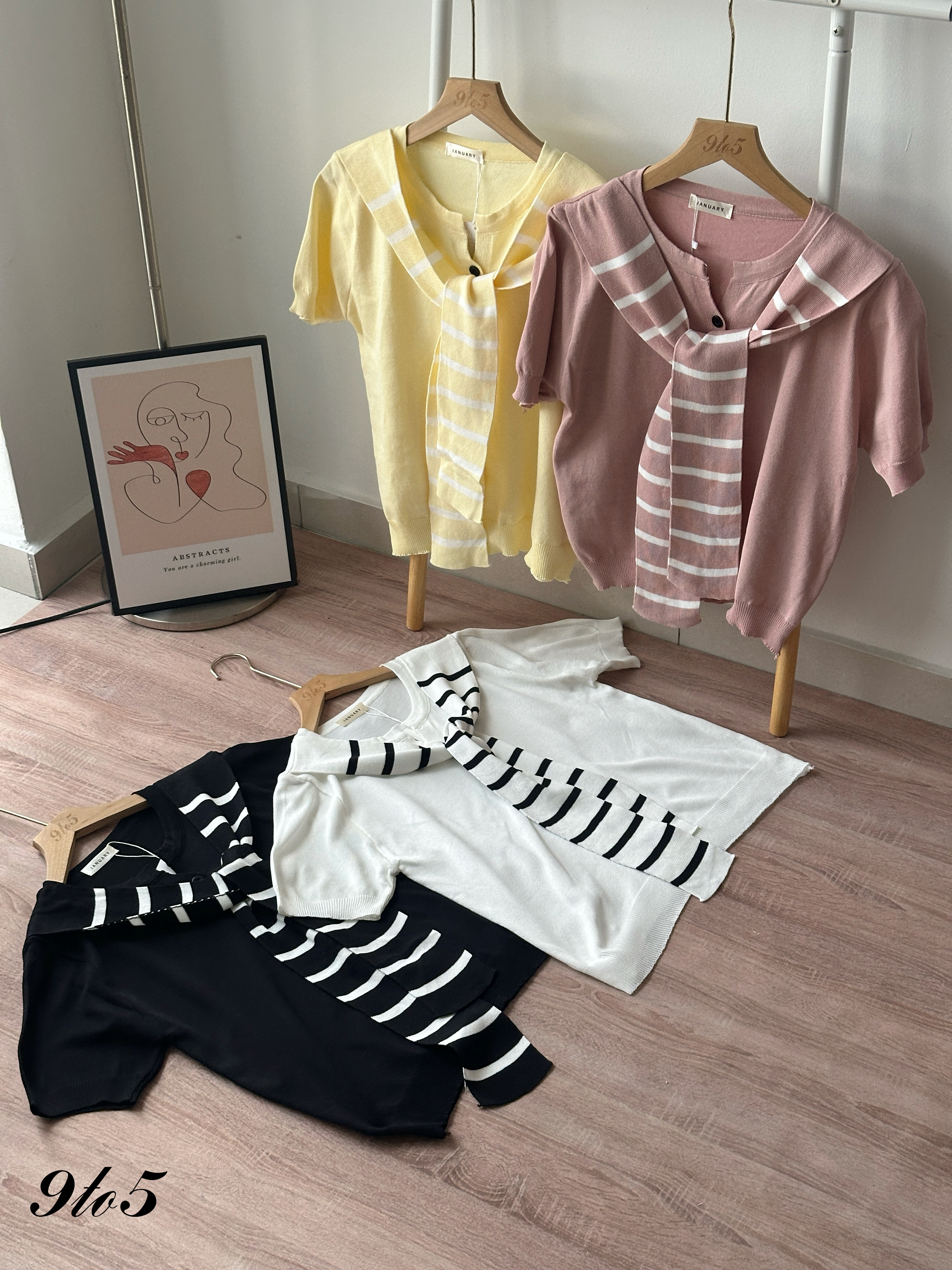 T4269 Sailor Collar Knit Top - 4 Colors 