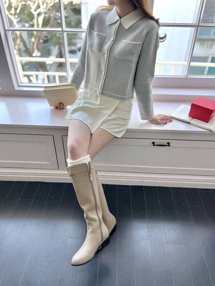 Elise Dual-Tone Cardigan (Misty Blue)