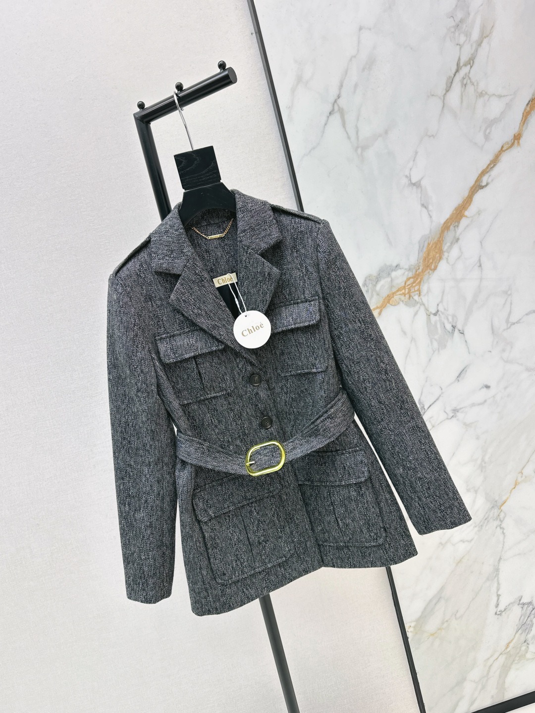【頂級原單】Chloé Utilitarian Jacket In Chevron Wool 羊毛外套