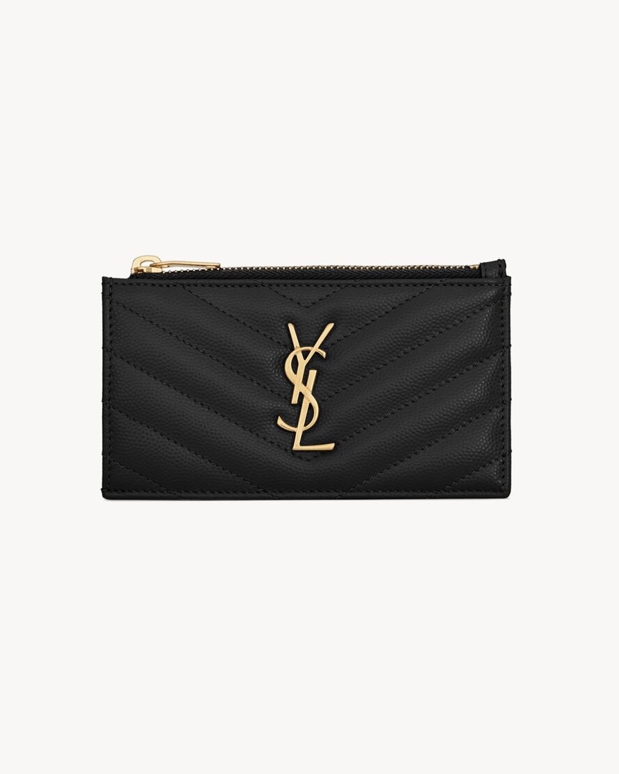 精選貨品優惠🩷訂貨🍒 Saint Laurent zipped Cardcase  經典魚子醬皮，多卡位連散子位  黑金only