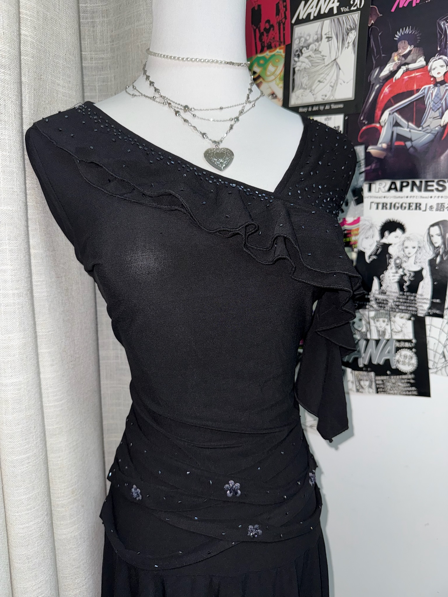 Asymmetric Elegant Rhinestone Cross-Waist Dress