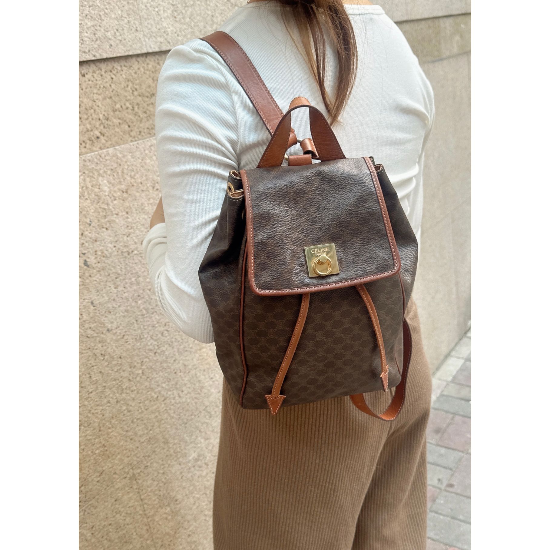 CELINE Macadam Triomphe Backpack Brown Vintage Old Celine kiefuk