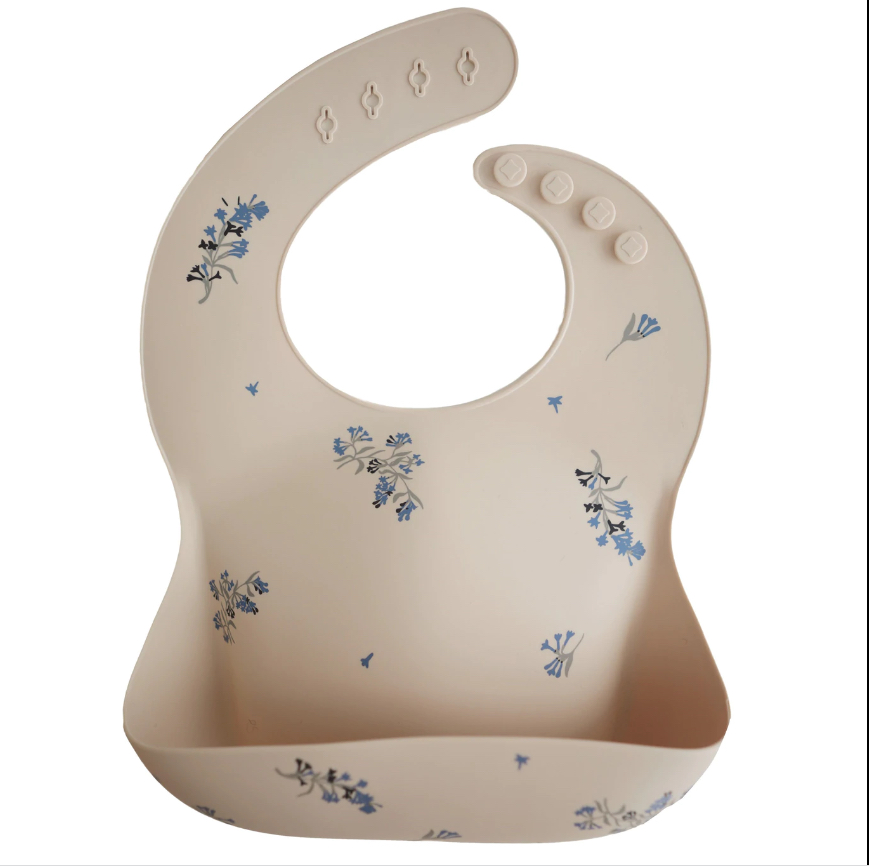 Silicone Bib - Lilac flowers