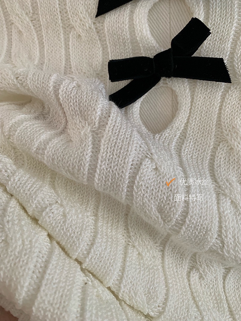 温柔风麻花蝴蝶结针织上衣