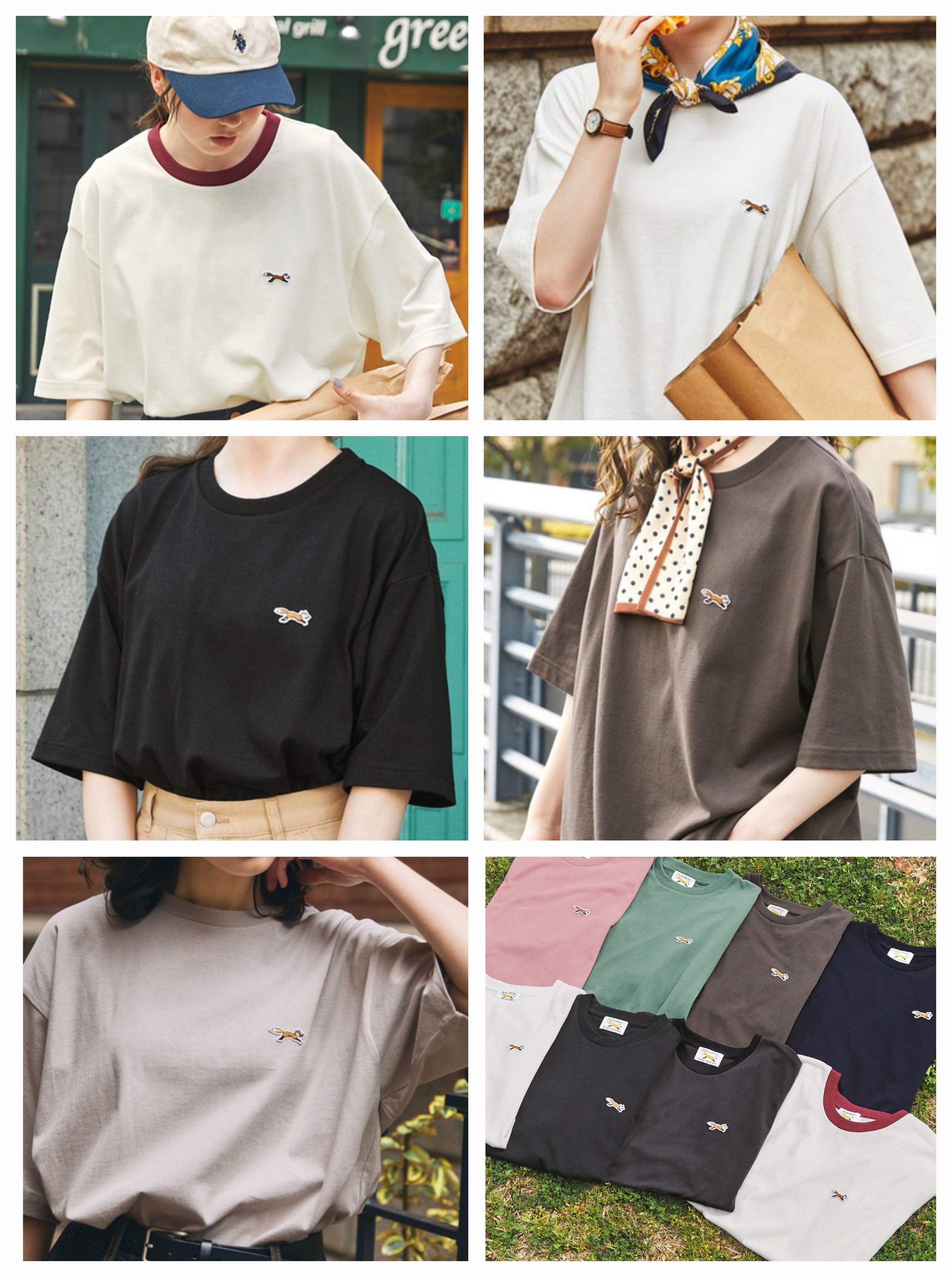 【✨️日本🇯🇵 pre-order 刺繡 logo tee✨️】 【共10色 | Size：S/M/L | 米色+酒紅邊/米白/黑色/mocha/灰色/海軍藍/淺藍/紅色/灰黑/黑白間條】