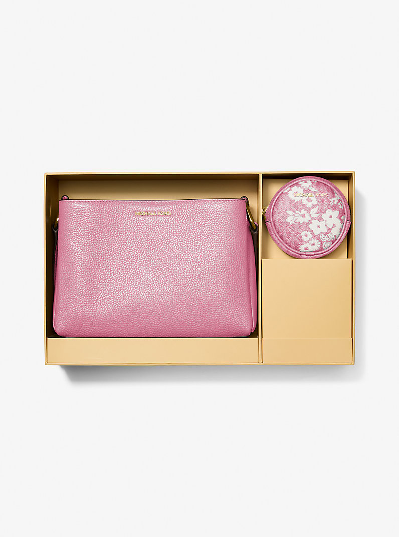 Michael Kors Trisha Pebbled Leather Crossbody Bag With Pouch Gift Set