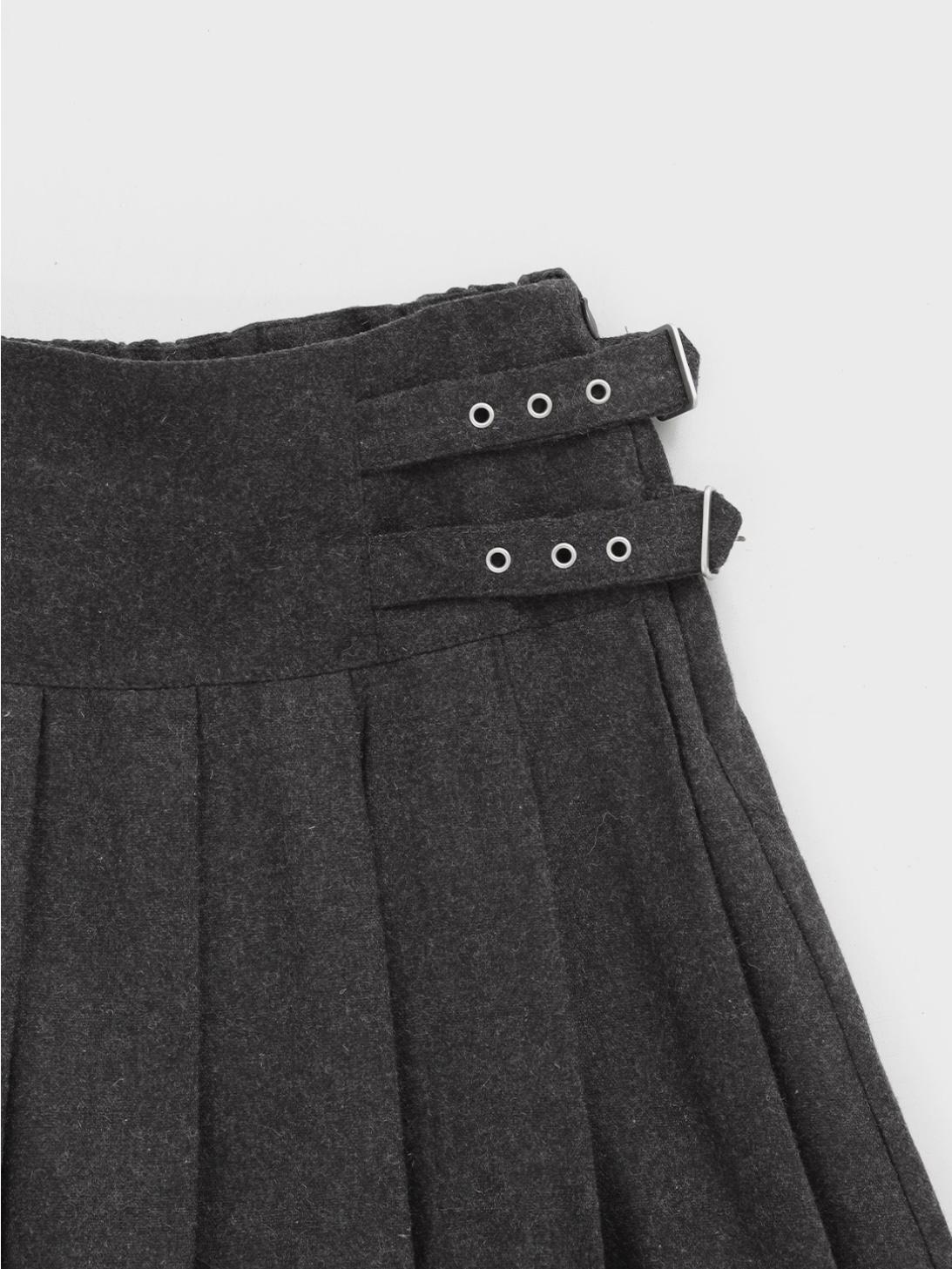 Pleated Layered Buckle Skirt Pants