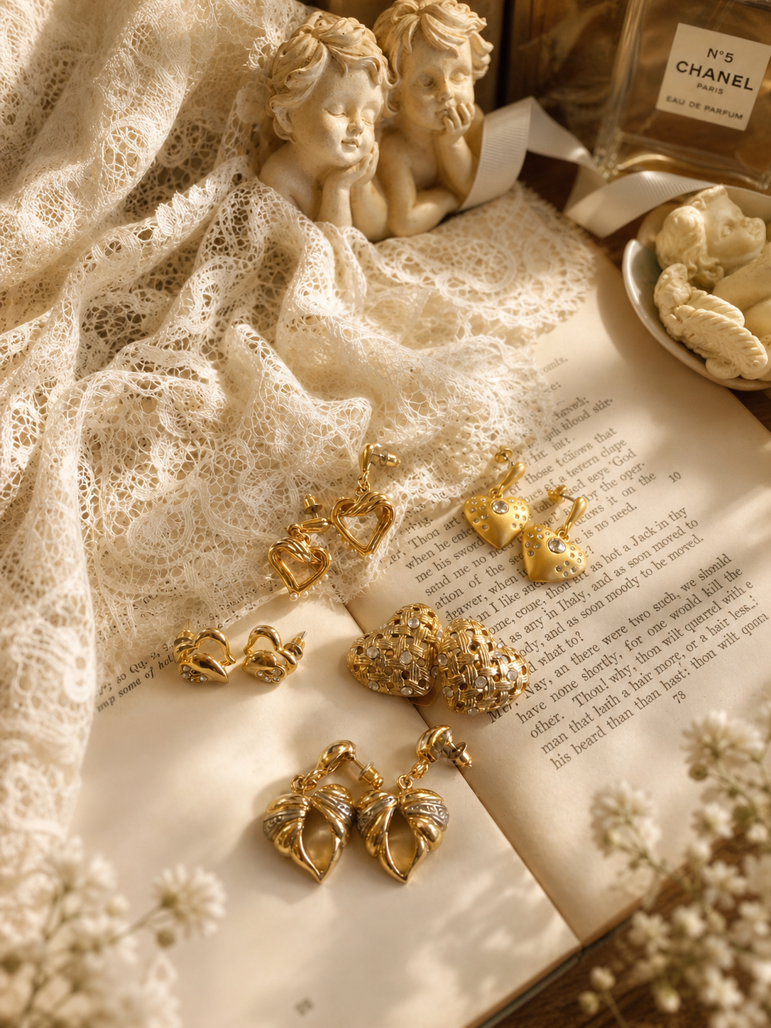 邱比特的永恆誓言 ∙ 西洋古董宮廷重工愛心耳環系列 Cupid’s Eternal Vow ∙ Vintage Heart-Shaped Statement Earring Collection