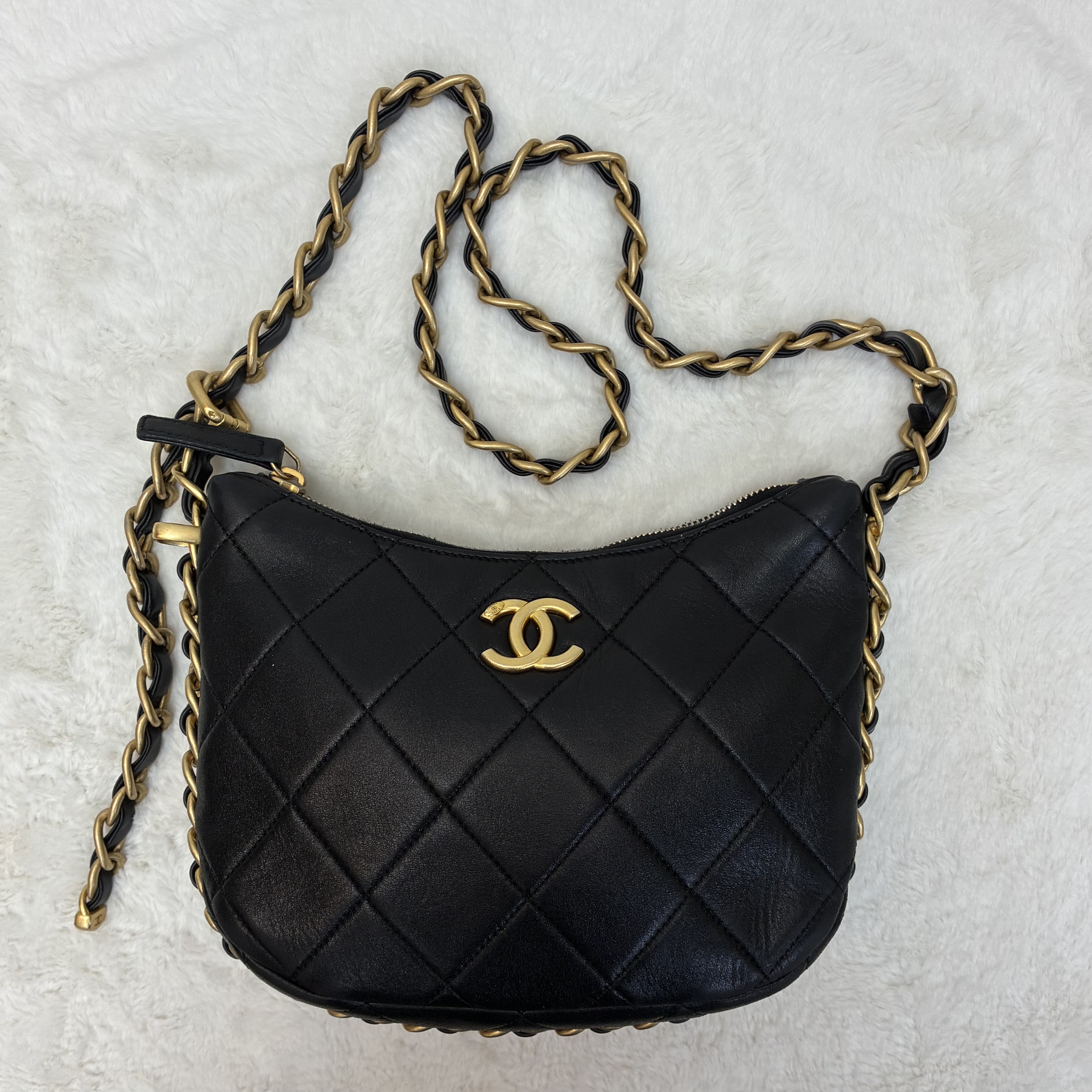 Chanel 23K 皮穿拉鍊單肩包 可調節
