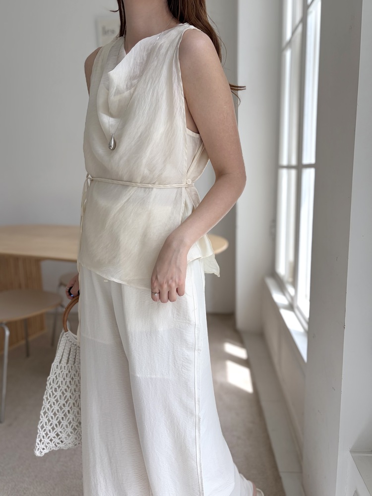 The Airy Elastic Pants (Cream)