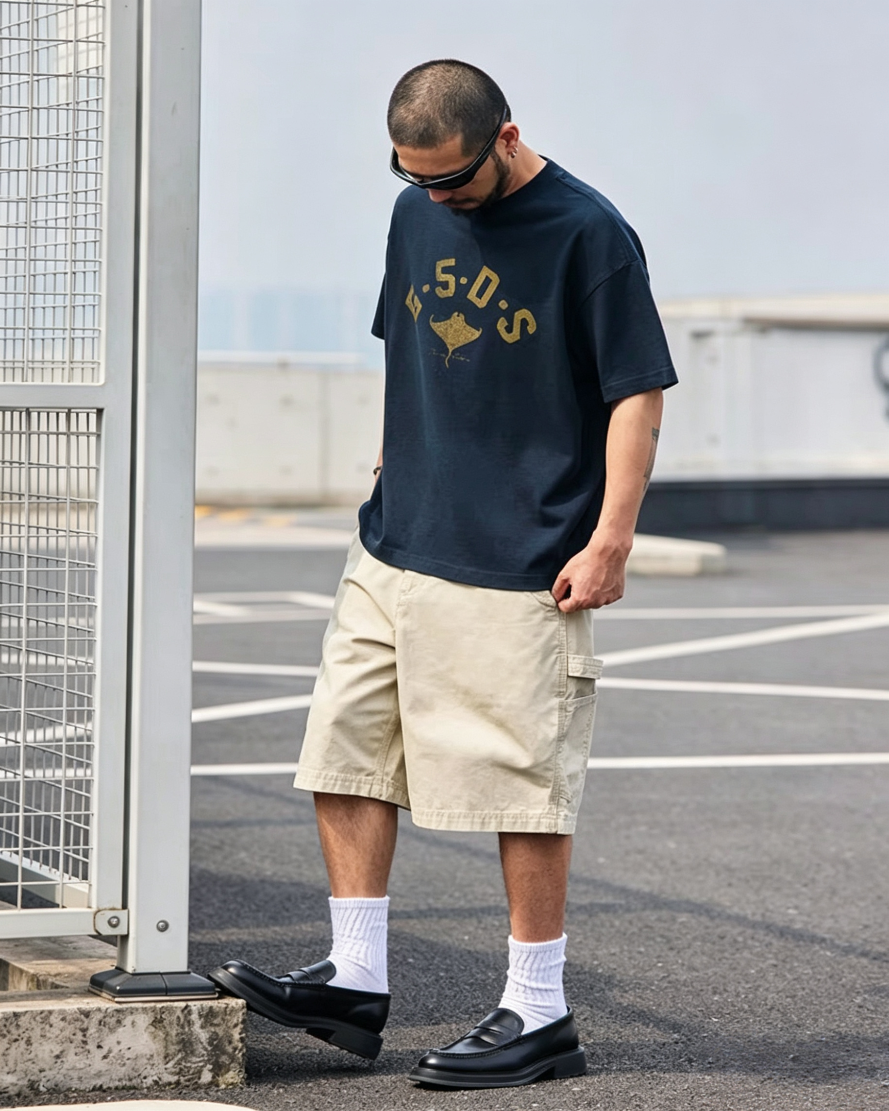 M1316重磅洗水字母Tee