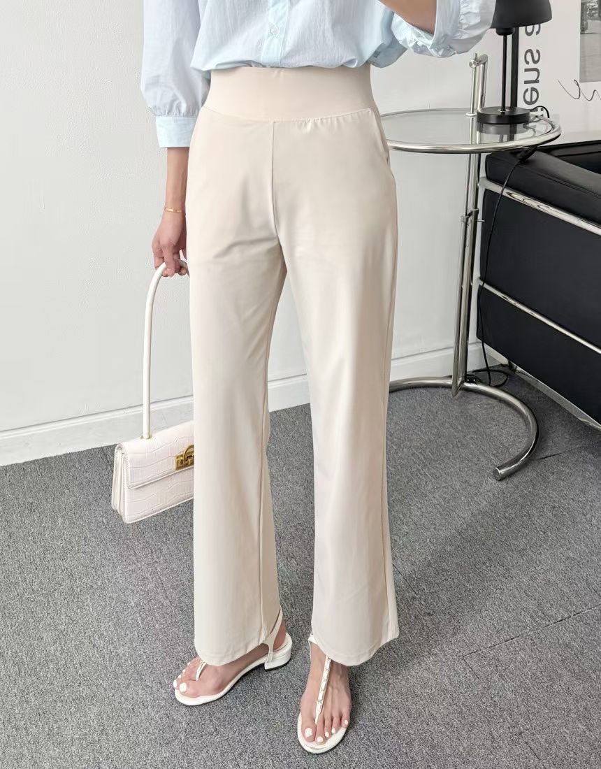 Dw036冰爽料高腰直筒褲