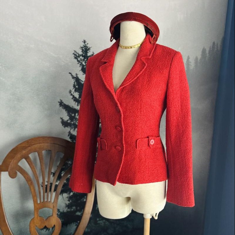 C.a. 2000 Orange Red MOD Style Made in Portugal Blazer 92% wool (MT2523)