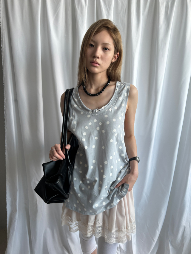 Polka Dot Cutout Tank Top