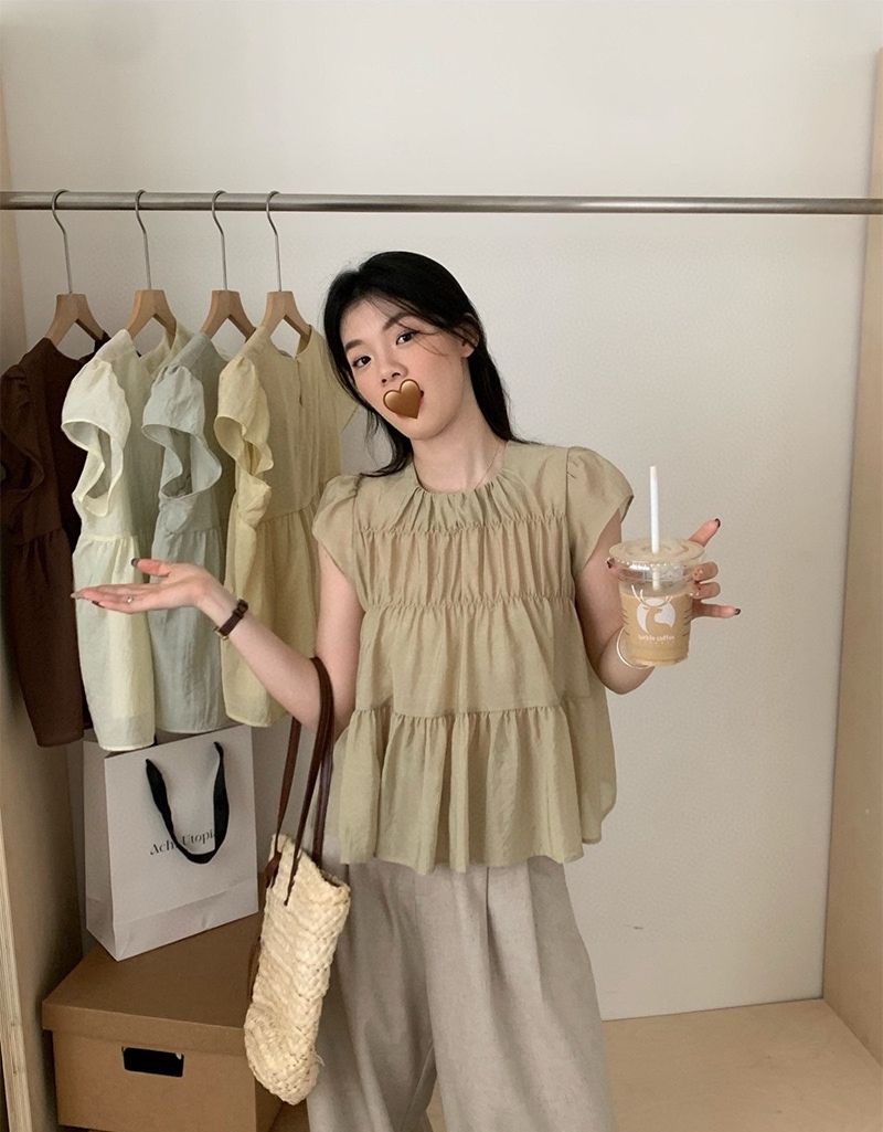 Oni Style Ruffle Blouse 韩系小衫 （ 4 colour ）