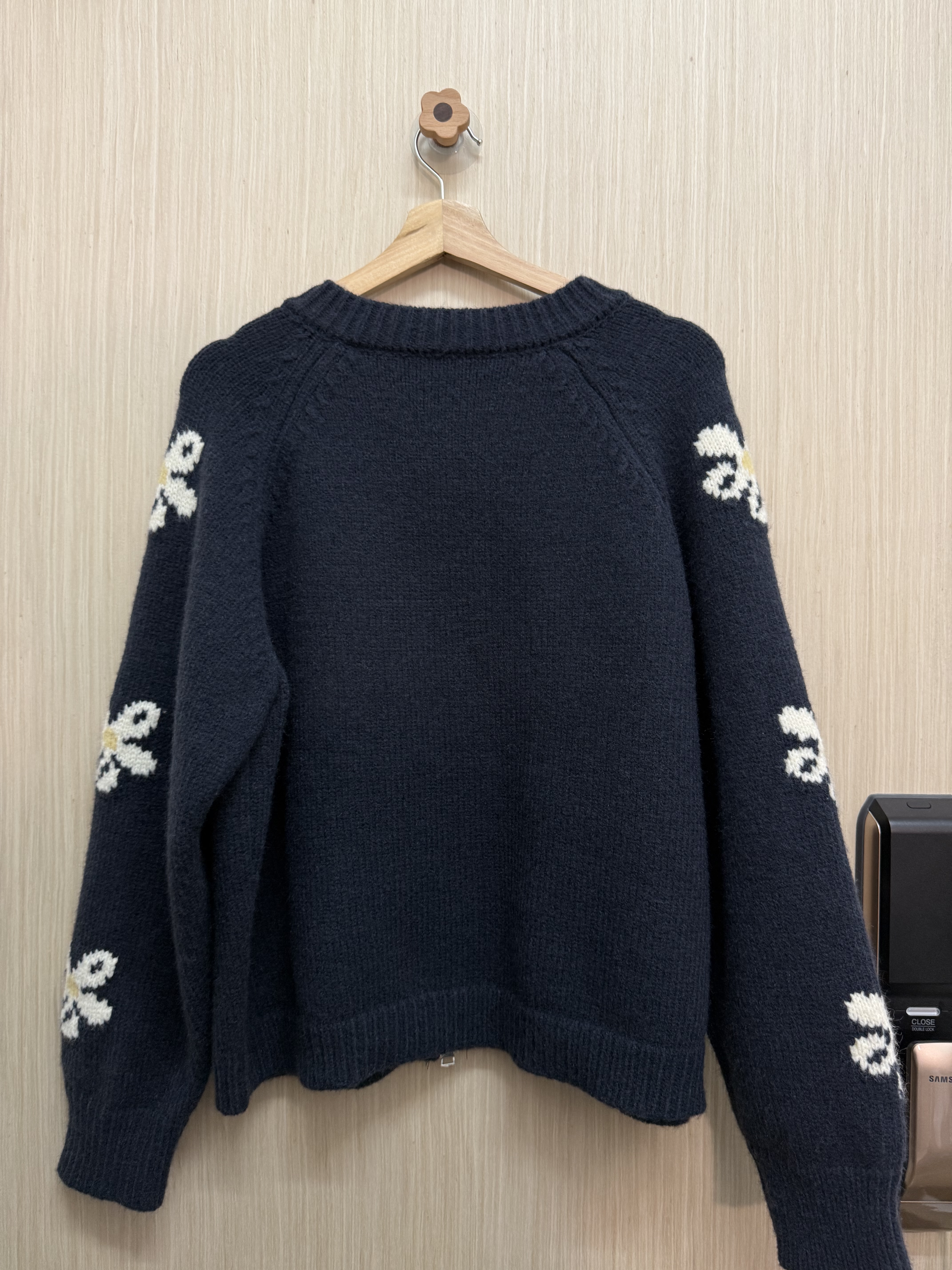 撞色花花雙拉鍊冷外套（寶藍色）