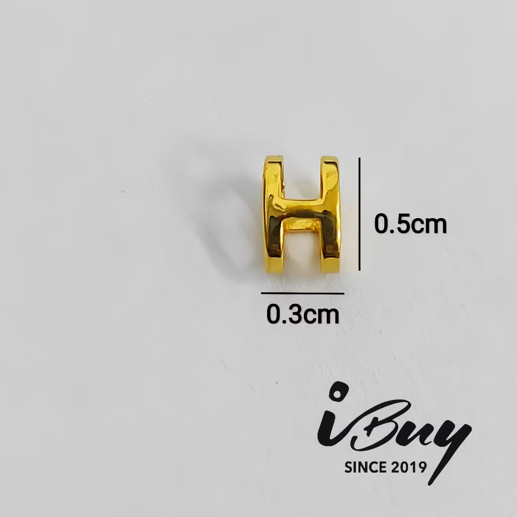916 GOLD FULL GLOSS MINI H CHARM BEAD 916 金 亮面迷你 H 字母串咀