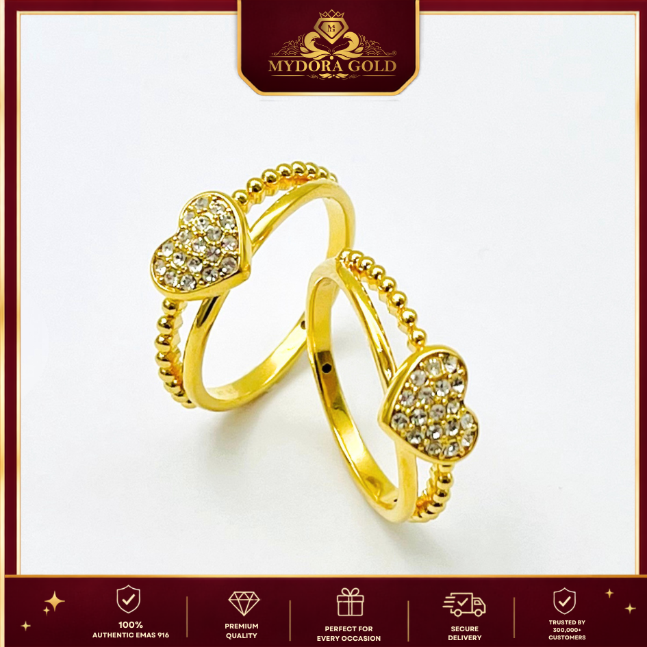 MYDORA Cincin CZ Love Minimalist (5G) l EMAS 916/22K