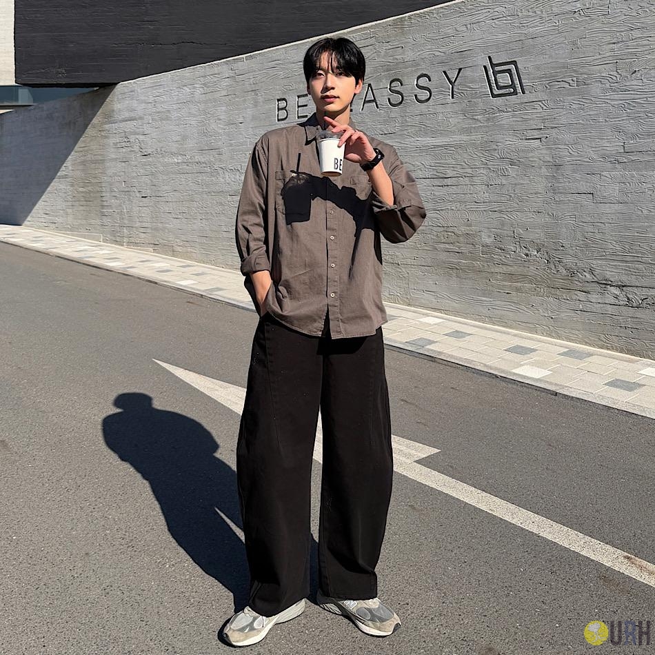 【100%保證韓國直送】雙口袋水洗棉質休閒長袖恤衫 👕 [3 color] RF118541