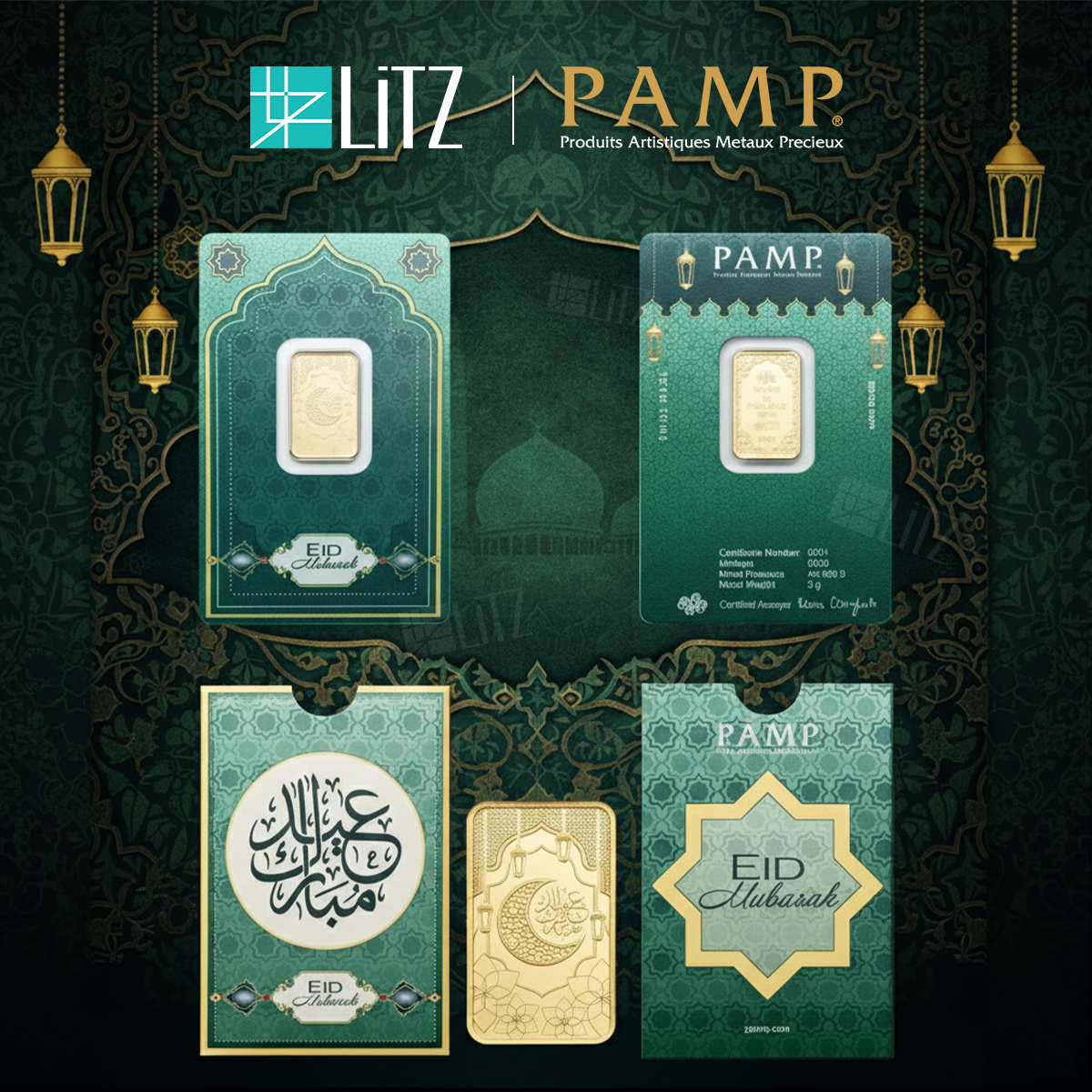 [5 gram] LITZ PAMP Suisse Eid Mubarak Limited Edition Gold Bar (999.9) PG068